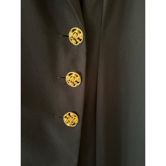 Chaus Womens Black Dress 14W Gold Buttons Short Sleeve Machine Washable - Picture 2 of 8